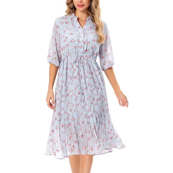 Floral Dress Sz M Coastal Cowgirl Modest Sheer Sleeve Trad Wife Prairie Floral - Picture 1 of 7